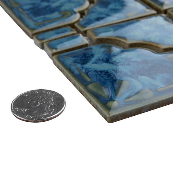 Moonbeam Pacific Blue 6 in. x 6 in. Porcelain Mosaic Take Home Tile Sample