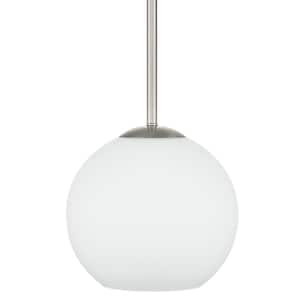 Vista Heights 1-Light Brushed Nickel Globe Pendant with Opal White