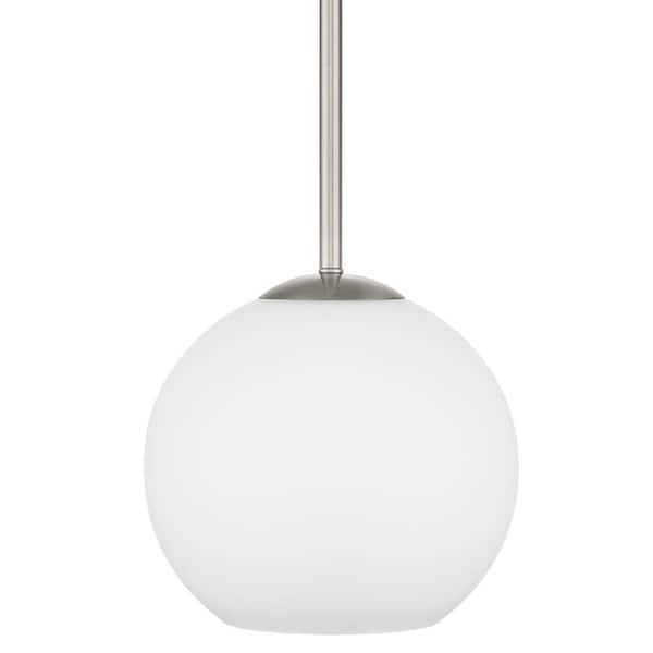 Home Decorators Collection Vista Heights 1-Light Brushed Nickel Globe Pendant with Opal White