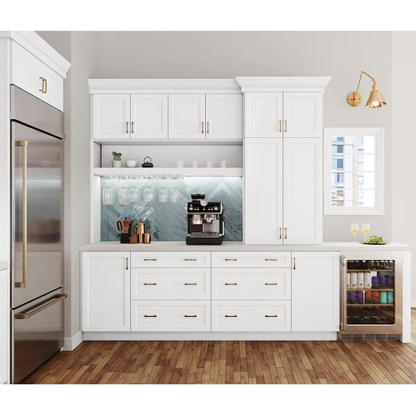 141.7'' W White/Brown Kitchen Cabinet Set