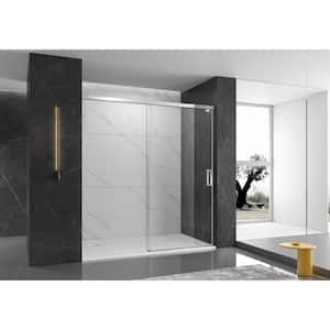 60 in. W x 76 in. H Single Sliding Frameless Shower Door in Chrome with Soft-Closing and 5/16 in. (8 mm) Clear Glass
