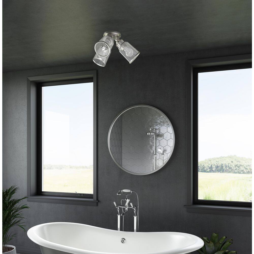 Brushed Nickel 3-Light Flush Mount with Clear Seeded Glass