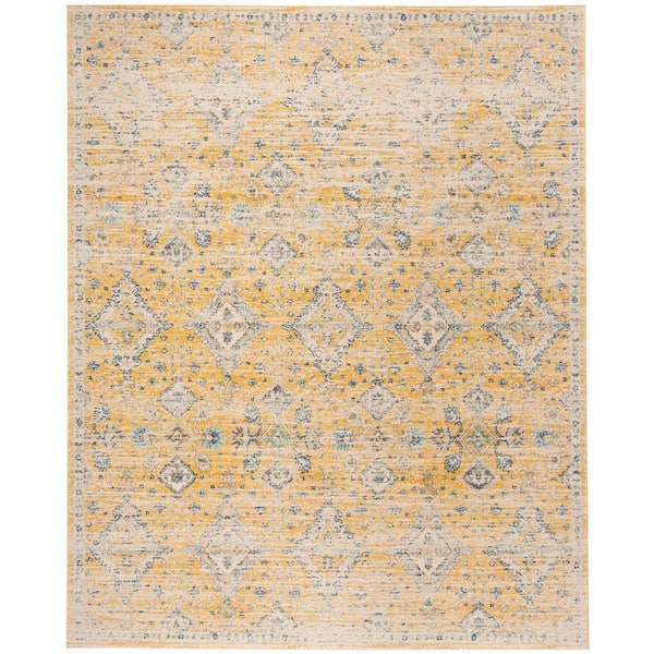 Evoke Gold/Ivory 10 ft. x 14 ft. Border Speckled Diamond Area Rug