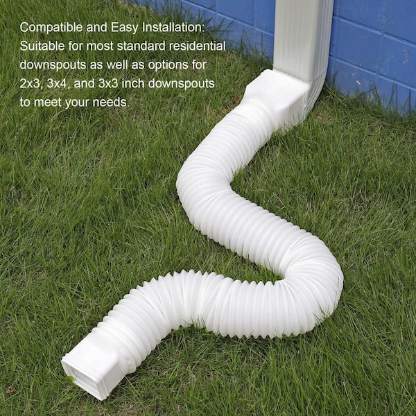 Angel Sar 21 in. to 68 in. Flexible White Plastic (PE) Rain Gutter