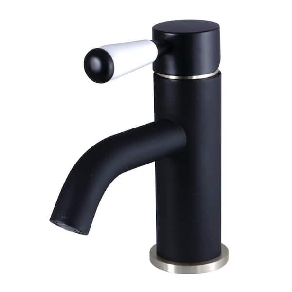 Kingston Brass Paris Single-Handle Single-Hole Bathroom Faucet with Push Pop-Up in Matte Black/Brushed Nickel