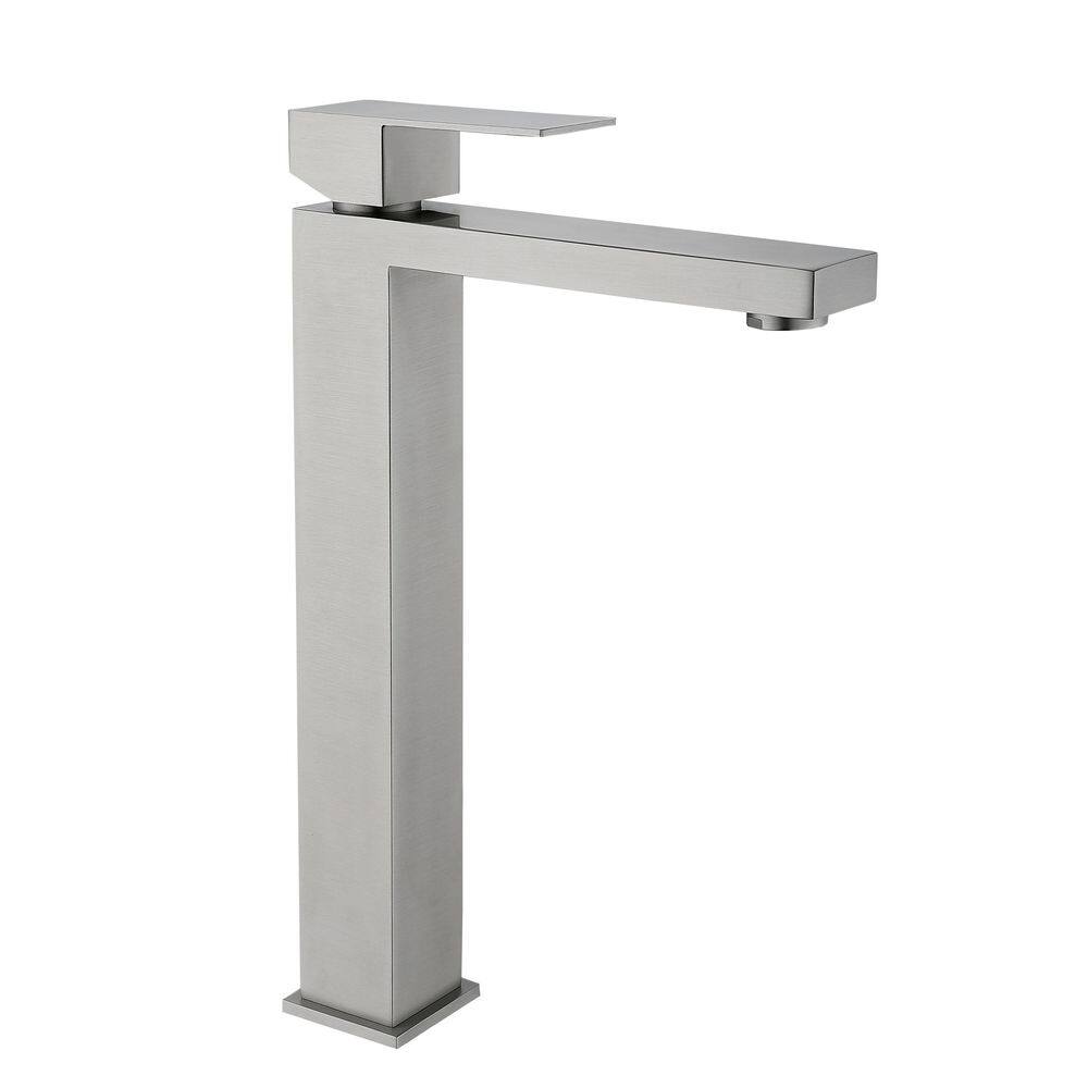 Single Handle Vessel Sink Faucet Bathroom Faucet with 15° Angled Spout Splash-Free Soft Water Flow in Brushed Nickel price history on PriceWatchPro