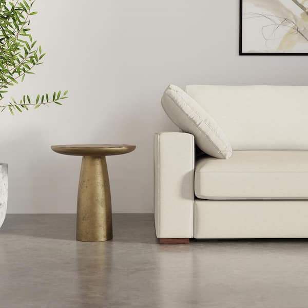 Simpli Home Dominique Contemporary 18 in. Wide Cast Aluminum Side Table in Antique Brass, Fully Assembled