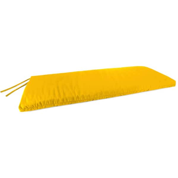Jordan Manufacturing Sunbrella 48 in.x18 in.Canvas Sunflower Yellow Solid Rectangular Knife Edge Outdoor Settee Swing Bench Cushion with Ties