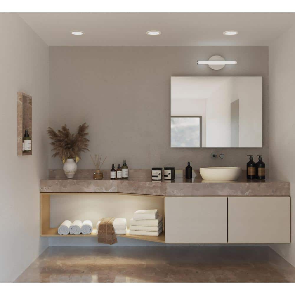 Phase 3 Collection 16 in. Brushed Nickel Small Modern 3CCT Integrated LED 1-Light Linear Vanity Light price history on PriceWatchPro