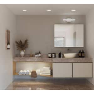 Phase 3 Collection 16 in. Brushed Nickel Small Modern 3CCT Integrated LED 1-Light Linear Vanity Light