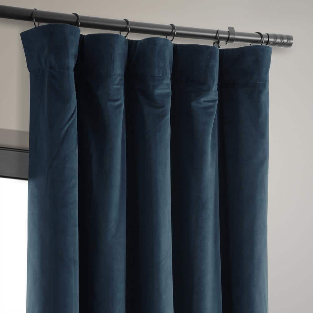 Midnight Blue Velvet Blackout Curtain Panel, 50x84