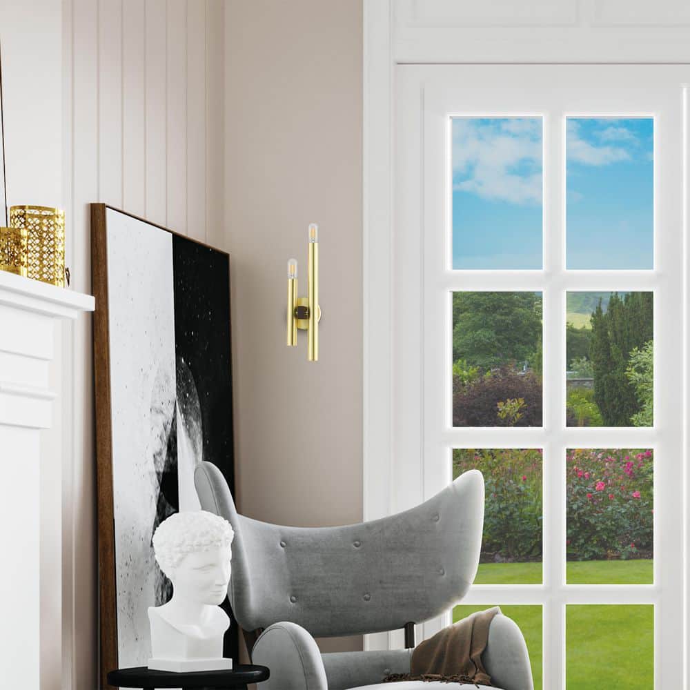 Helsinki Satin Brass and Bronze 2-Light ADA Wall Sconce