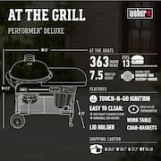 22 in. Performer Deluxe Charcoal Grill in Black with Built-In Thermometer and Digital Timer
