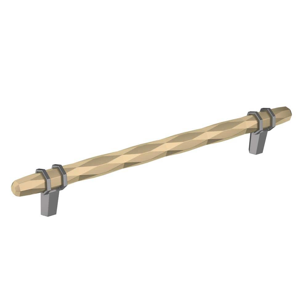 London 8 in. (203mm) Modern Golden Champagne/Black Chrome Bar Cabinet Pull