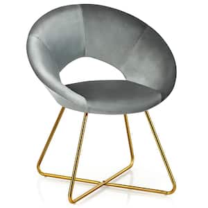 Grey Velvet Cross-Shaped Side Chair