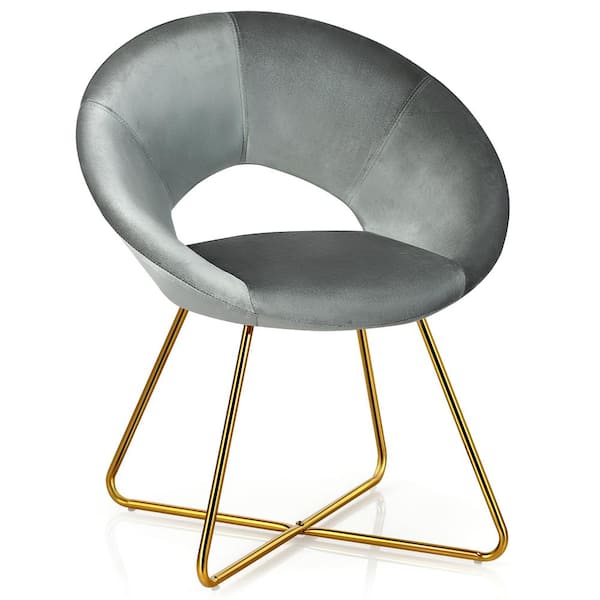 Costway Grey Velvet Cross-Shaped Side Chair