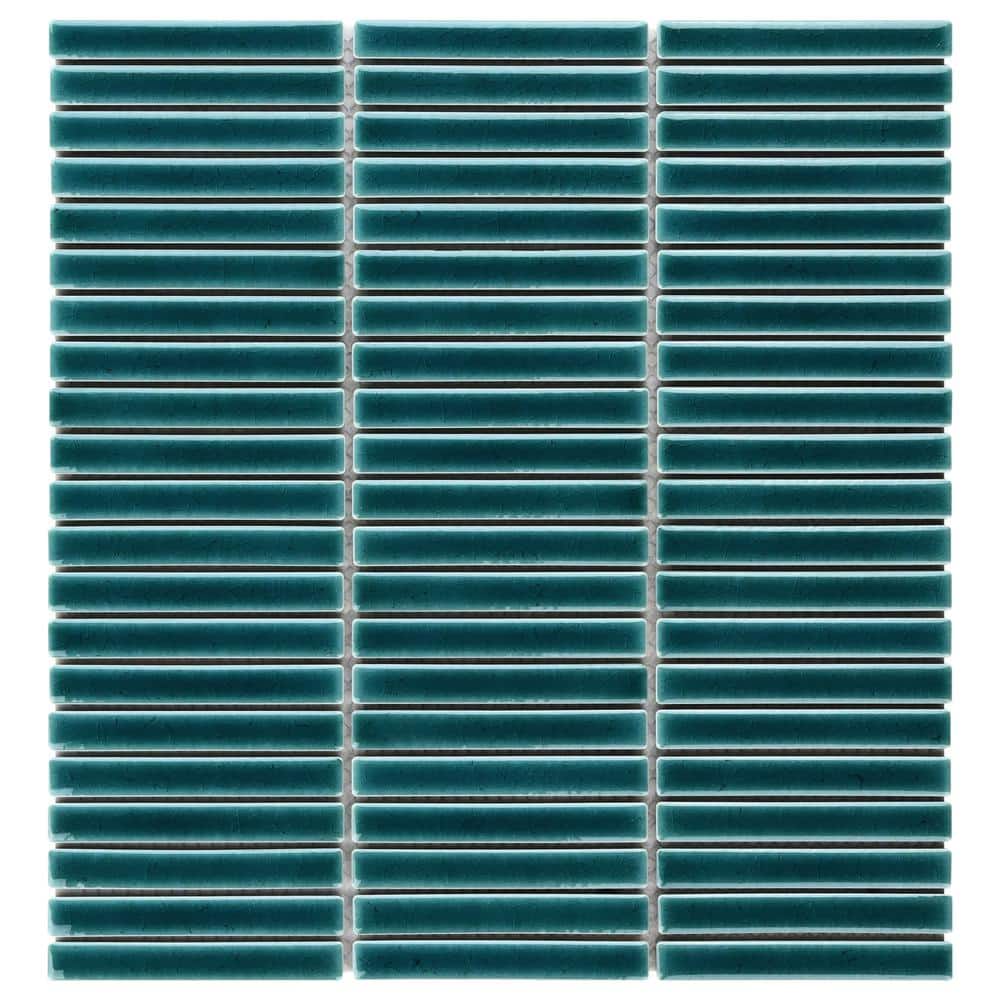 Motif Stacked Teal 3.73 in. x 0.27 in. Crackled Glossy Porcelain Mosaic Floor and Wall Tile Sample price history on PriceWatchPro