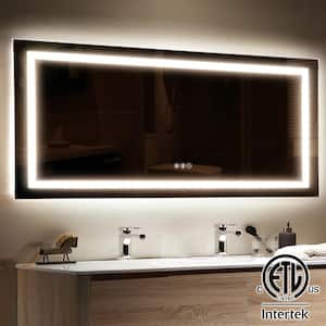 72 in. W x 36 in. H Large Rectangular Frameless LED Light Anti-Fog Wall Bathroom Vanity Mirror