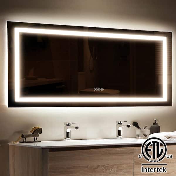 Anti Fog Wall Bathroom Vanity Mirror, 72 Inch Bathroom Mirror Led
