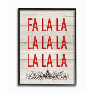 11 in. x 14 in. "Christmas Deck the Halls Fa La La" by Lettered and Lined Wood Framed Wall Art