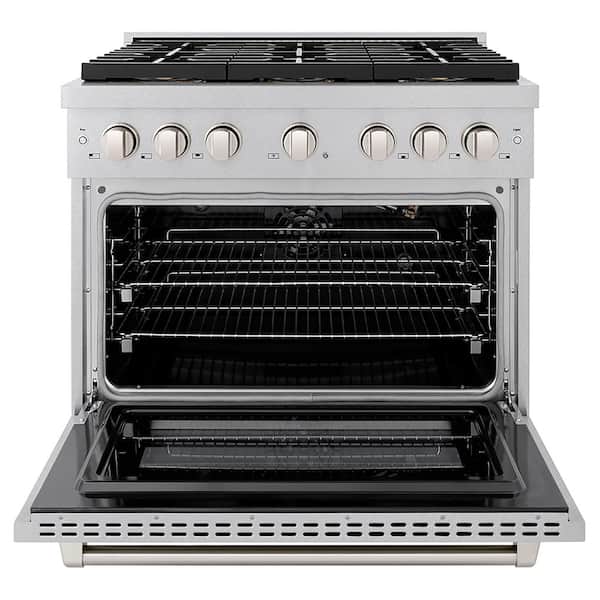 36 in. 5.2 cu. ft. Paramount Gas Range with 6-Burner DuoPro Cooktop and Convection Gas Oven in Satin Stainless Steel