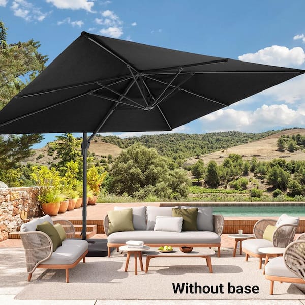 Sonkuki 11.5 x 9 ft. Aluminium Frame Cantilever Patio Umbrella 360° Rotation and Infinite Canopy Angle Adjustment in Black