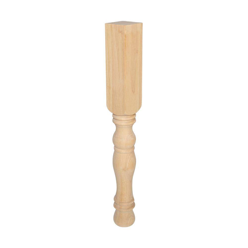 34-1/2in Unfinished Solid Maple Wood Island Leg