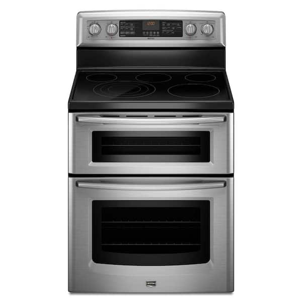 Maytag Gemini 6.7 cu. ft. Double Oven Electric Range with Self-Cleaning Convection Oven in Stainless Steel-DISCONTINUED