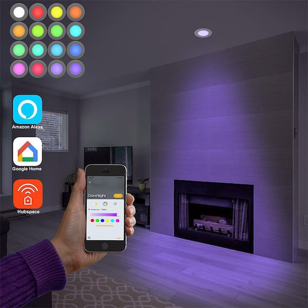 5 in./6 in.Smart Integrated LED Recessed Light Trim Wireless Adjustable CCT New Construction Remodel Powered by Hubspace