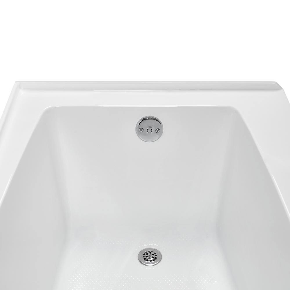 Glossy White Acrylic Right-Hand Drain Alcove Bathtub with Polished Chrome External Drain