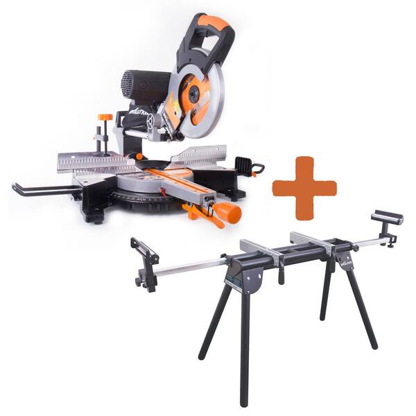 Evolution Power Tools 15 Amp 10 in. Multipurpose Double Bevel Sliding Miter Saw with Miter Stand