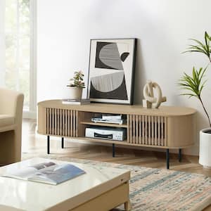 New Classic Furniture Brax 71 in. Natural Wood TV Console Fits TV's up to 82 in.