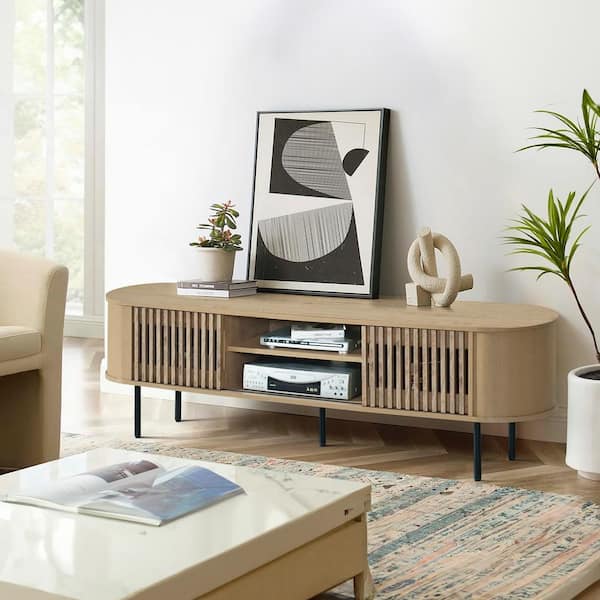 New Classic Furniture Brax 71 in. Natural Wood TV Console Fits TV's up to 82 in.