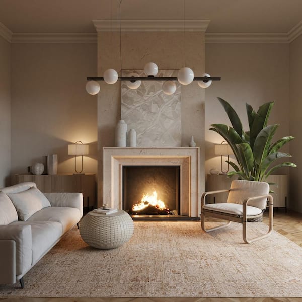 9 ft. x 12 ft. Beige Alda Traditional Abstract Indoor Area Rug