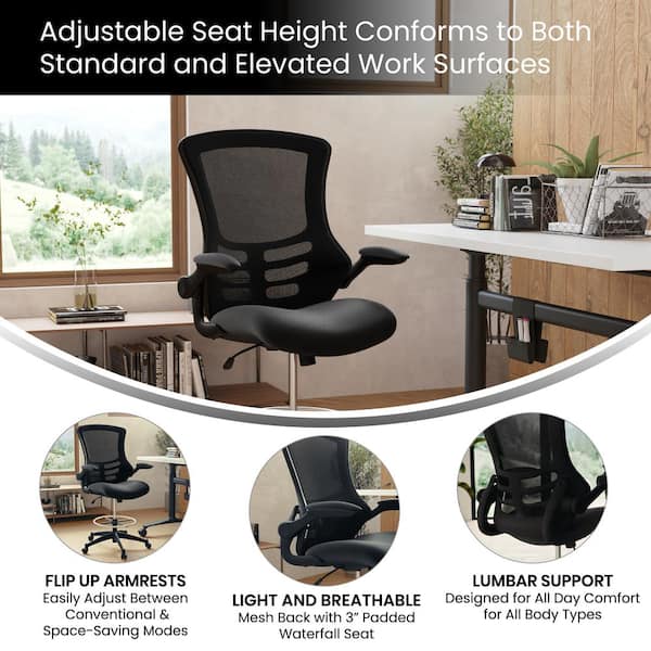 Carnegy Avenue Black Kelista Mid-Back Swivel Office Chair with