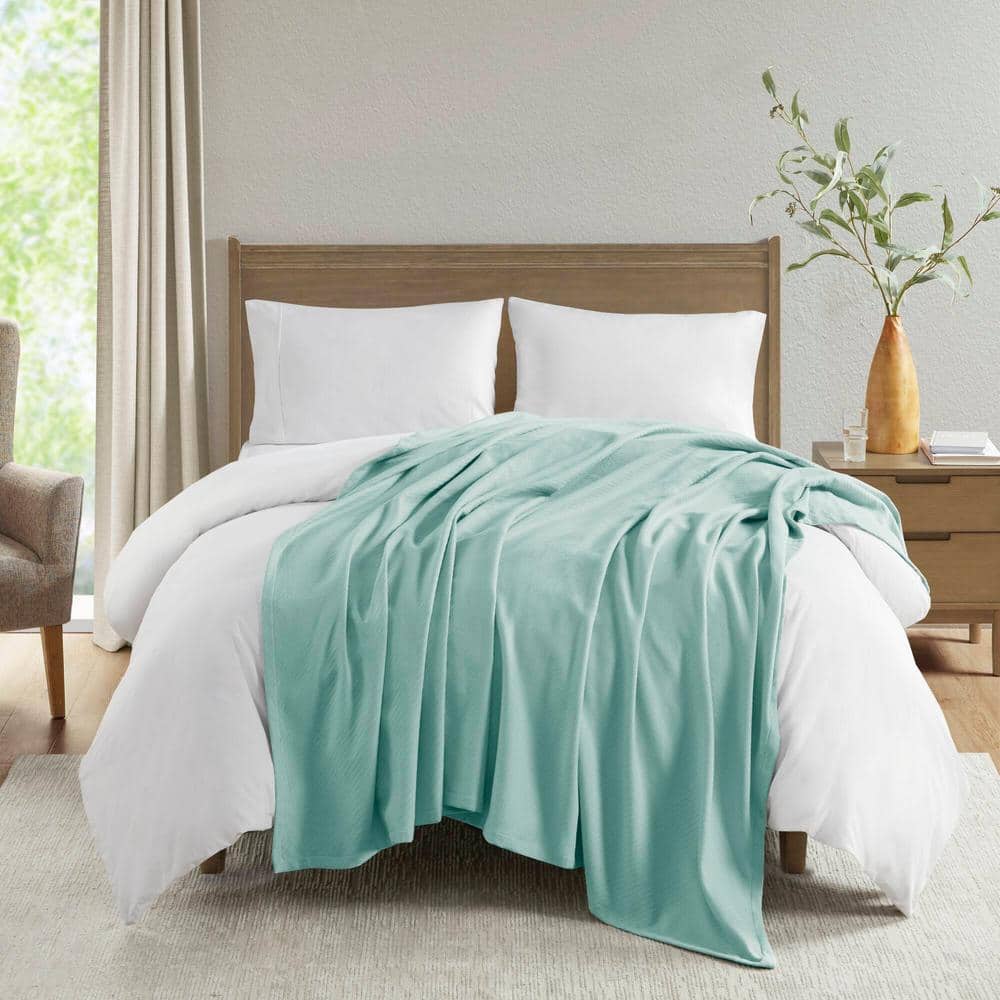 Twin Light Blue Cotton Machine Washable Blanket