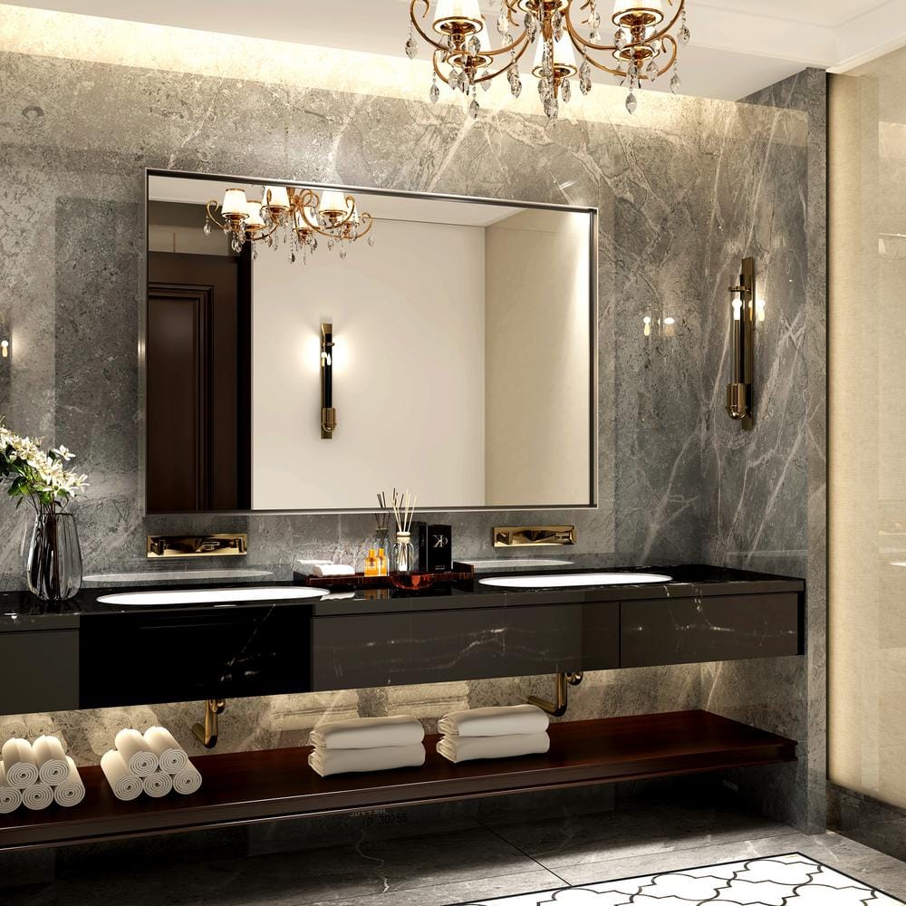 40 in. W x 30 in. H Rectangular Metal Framed Wall Mounted Bathroom Vanity M