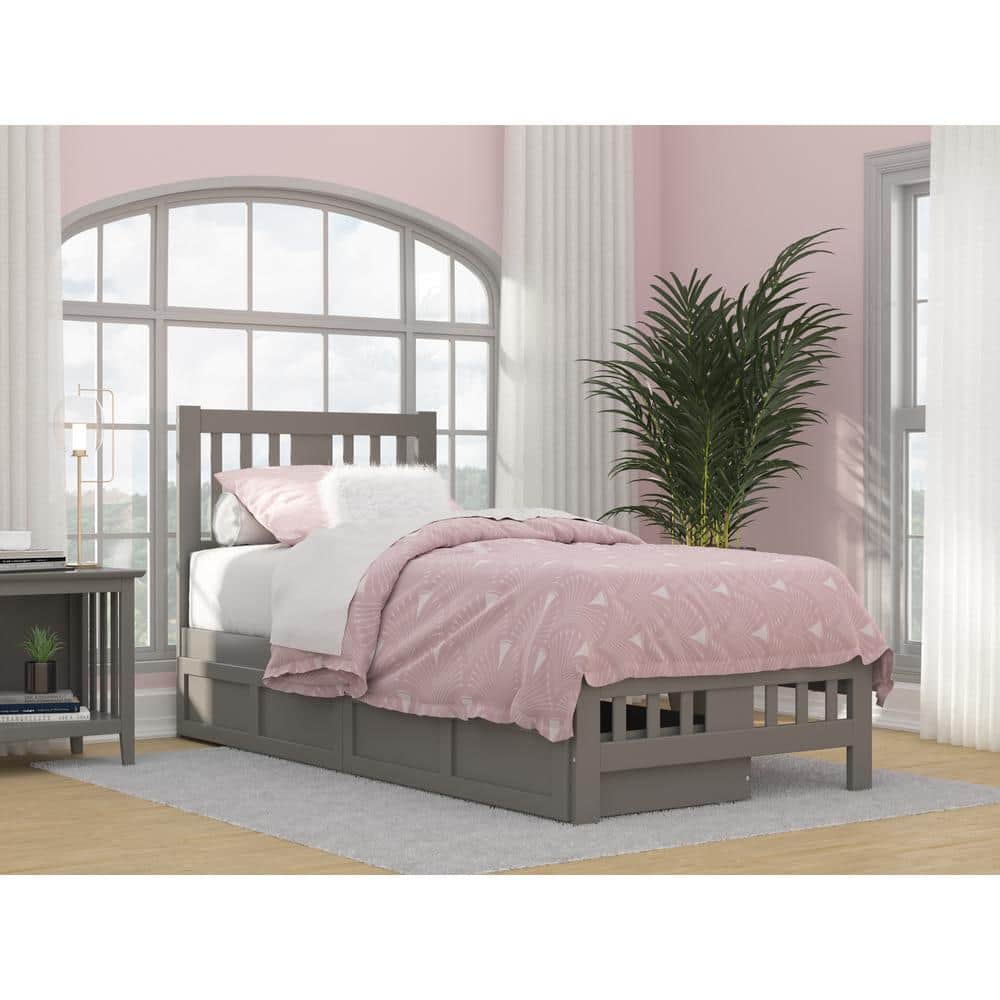 Tahoe Classic Twin Extra Long Bed with Storage Drawers in Grey
