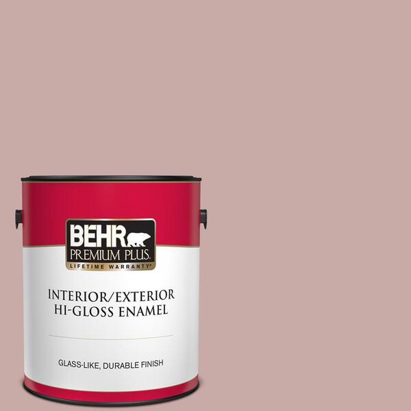 BEHR PREMIUM PLUS 1 gal. #130E-3 Rosy Tan Hi-Gloss Enamel Interior/Exterior Paint