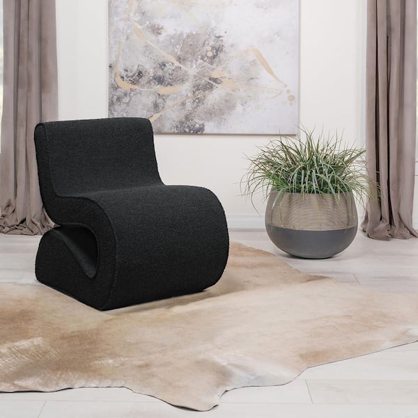 Coaster Ronea Charcoal Boucle Upholstered Armless Curved Accent Club Chair