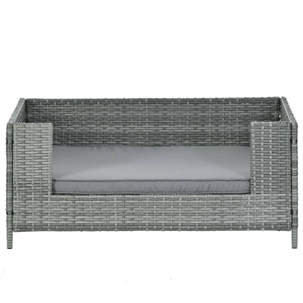 38.5 in. Dark Gray PE Wicker Pet Bed Dog Bed with Cushion