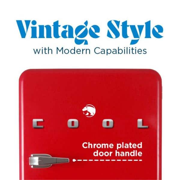 Retro Red Metal Mini Refrigerator with Freezer, 3.2 Cu. Ft.