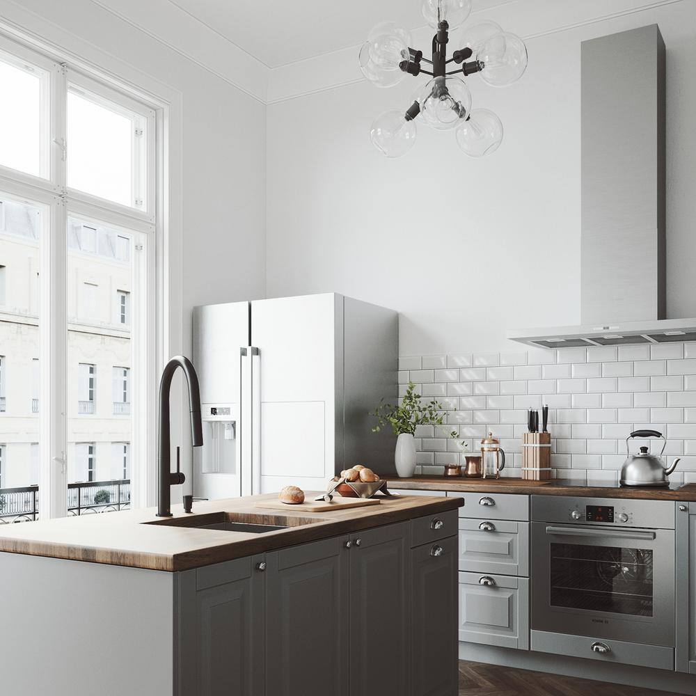 Matte Black Brass Pull-Down Kitchen Faucet with Soap Dispenser