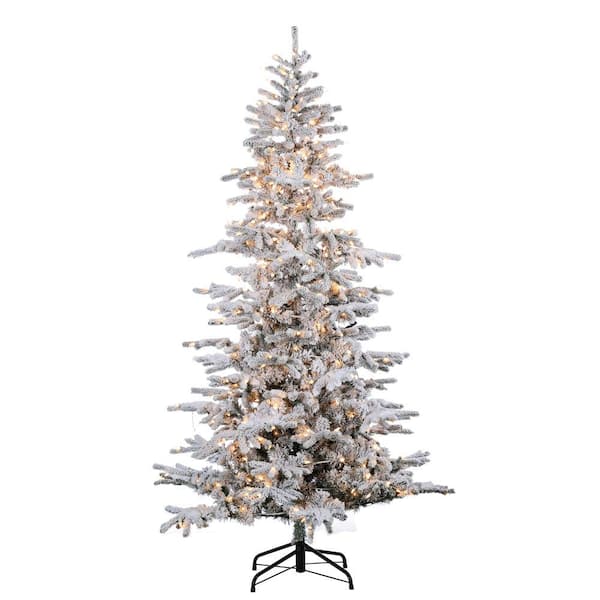 Reviews For Sterling 7.5 Ft. Pre-Lit Flocked Cambridge Fir Artificial Christmas Tree | Pg 1 - The Home Depot