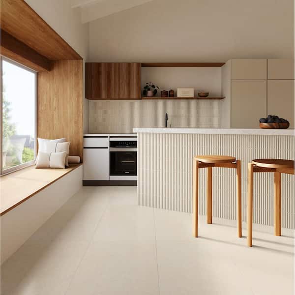 Spanish Pureform Porcelain 6 in. x 6 in. x 9mm Floor and Wall Tile Natural Cream-Sample