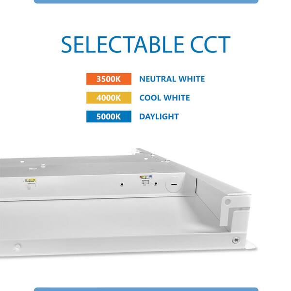 NICOR TACS2 2 ft. x 2 ft. 200-Watt Equivalent Integrated LED White Selectable CCT & Wattage ArchitecturalTroffer (2-Pack)