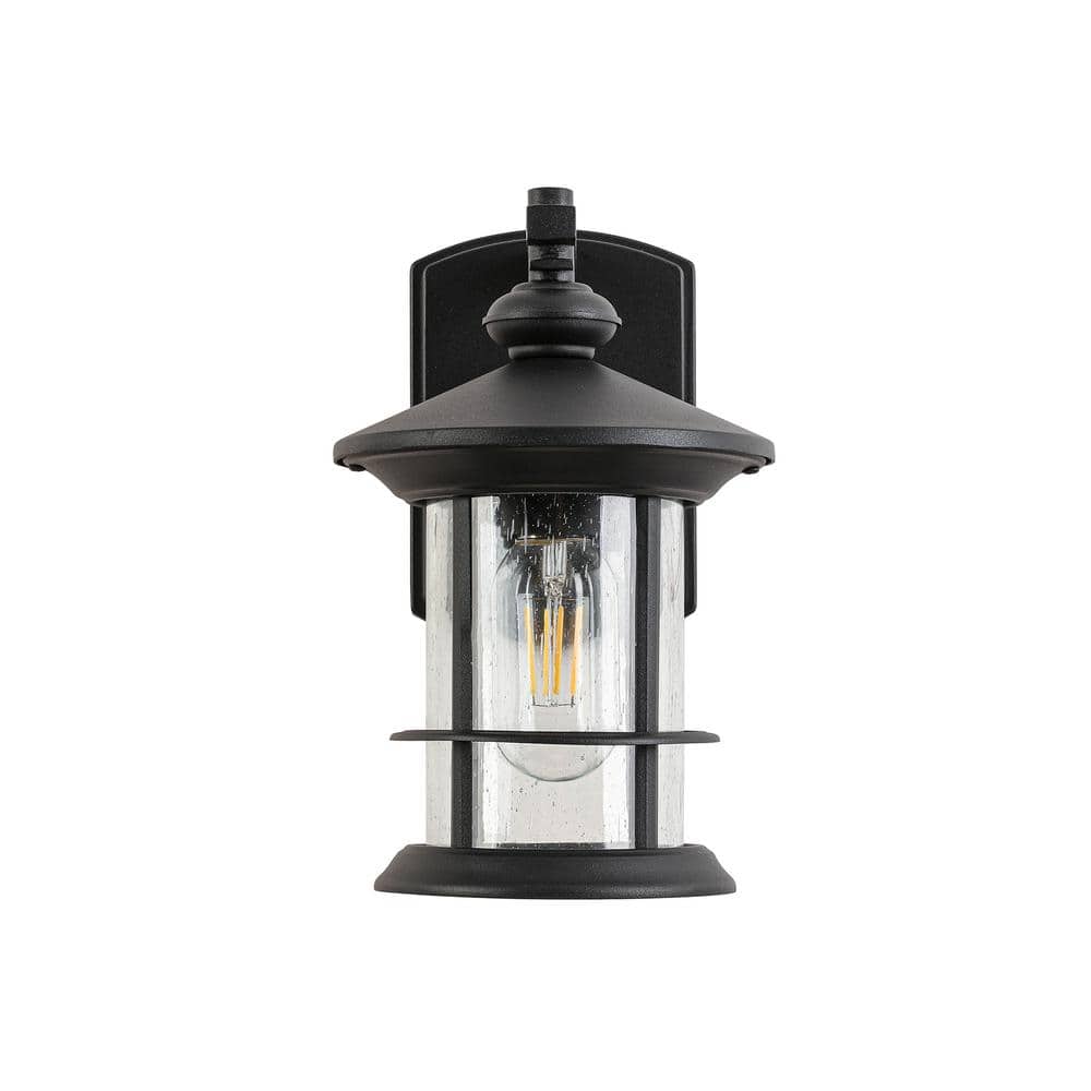 1-Light Waterproof Outdoor Clear Glass Sheet Outdoor Cylinder Wall Sconce L