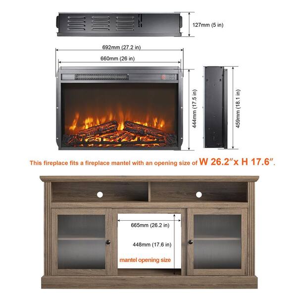 Runesay 26 in.1400-Watt Black 5000 BTU Electric Fireplace Outlet
