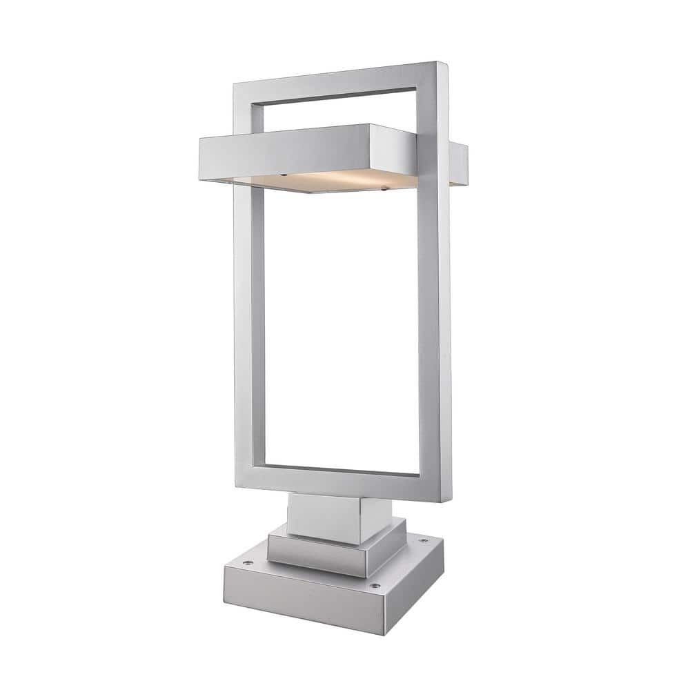 Luttrel 1-Light Silver 24.25 in. LED Aluminum Hardwired Outdoor Weather Res