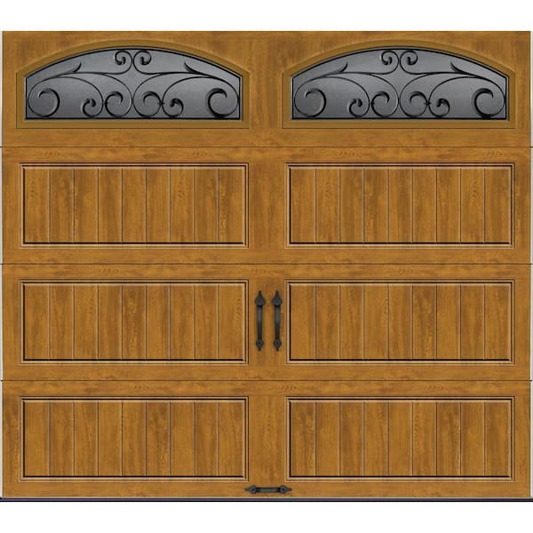 Clopay Gallery Steel Long Panel 8 ft x 7 ft Insulated 6.5 R-Value Wood Look Medium Garage Door with Decorative Windows